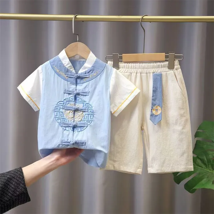 儿童汉服帅气男童宝宝夏季薄款幼儿复古男孩中国风男宝小童民族风