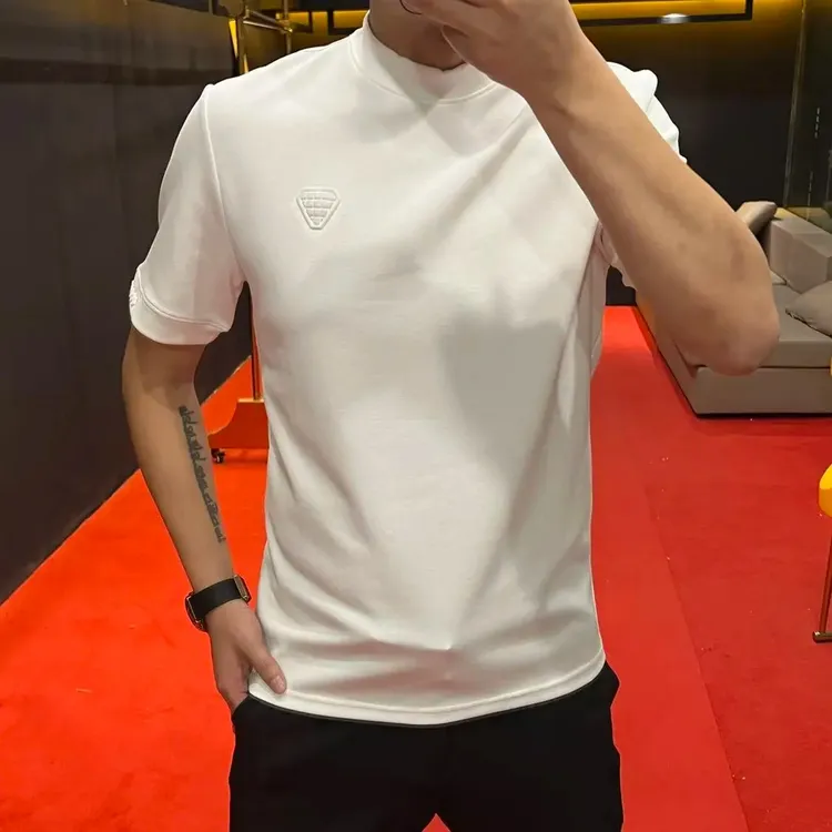 35213男士秋冬新款时尚百搭小标半高领T恤