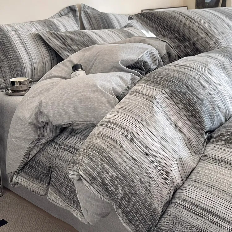 北欧风纯棉四件套2025新款床上用品100全棉被套床单人宿舍三件套4