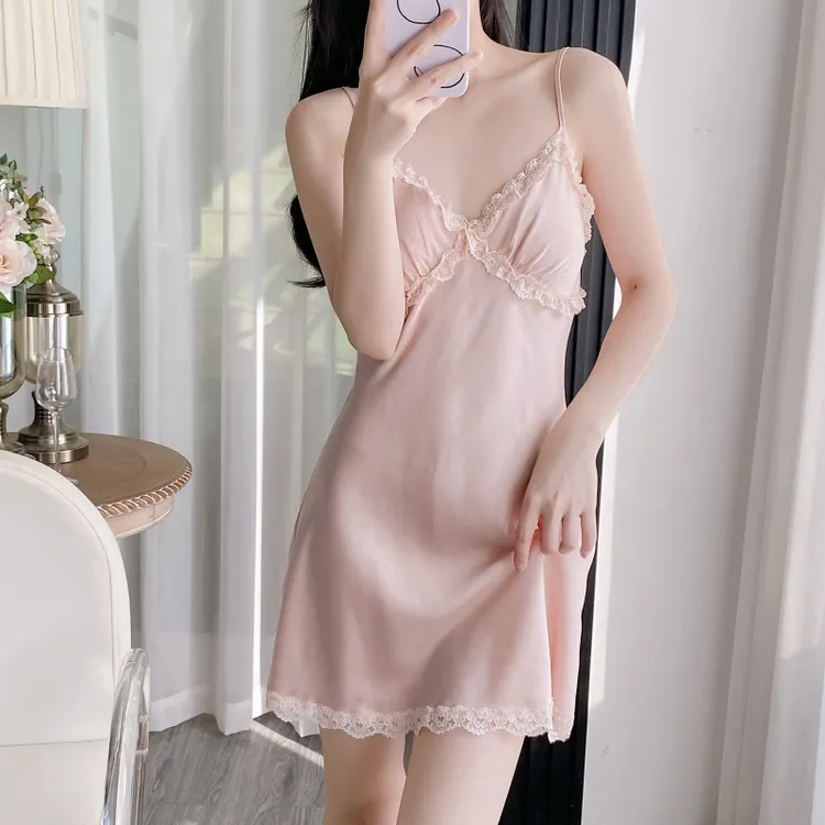 约会蕾丝睡裙女款夏季薄款家居服性感吊带裙女士夏天新款女大睡衣