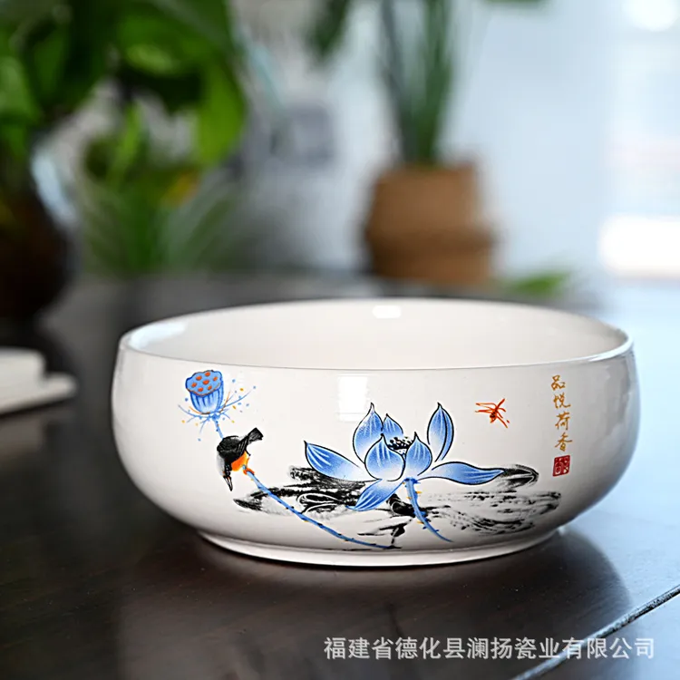器皿陶瓷专用水培铜钱草花盆水仙花睡莲碗莲无孔盆小鱼缸创意