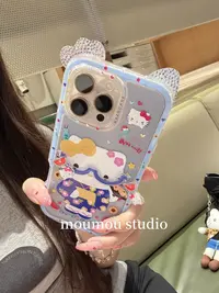 可爱卡通立体眼镜猫咪适用苹果16promax手机壳苹果15保护套14/13p