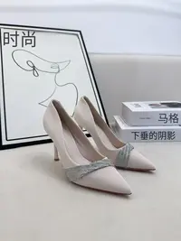 w003-26女鞋新款细高跟浅口一脚蹬时尚镶钻正装女鞋工作鞋