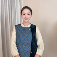 【团扇纹-蓝】2025夏季新款新中式国宋锦马甲hc-28