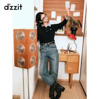 【商场同款新品】dzzit地素牛仔裤25冬简约棉质直筒裤子女3J4R4011S
