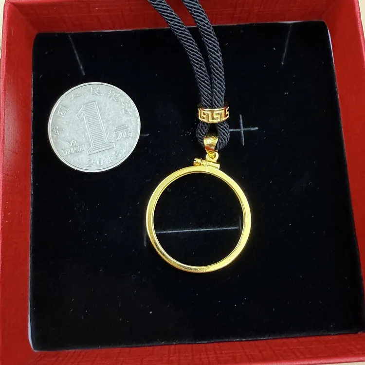 925银银制品 硬币镶嵌现代硬币边框回纹圈边框吊坠925纯银圆形