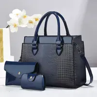 跨境女包bag都市鳄鱼纹手提包子母包三件套单肩斜跨包外贸款bags