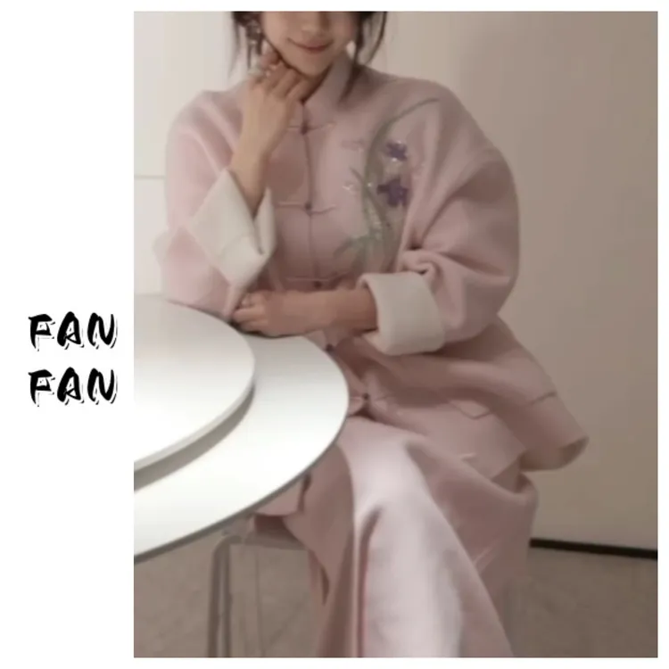 饭饭家 【月见幽兰】双面羊毛大衣外套