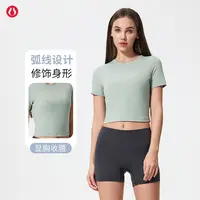 lulu露露运动短袖女士四倍高弹夏季圆领显胸收腰健身运动短袖上衣