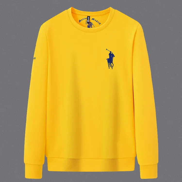 长袖卫衣男圆领春秋高端打底衫休闲简约时尚印花上衣男士刺绣保罗