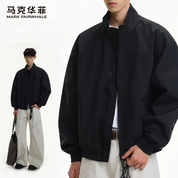 马克华菲美式立领飞行夹克外套男潮牌秋季宽松百搭工装棒球机车服