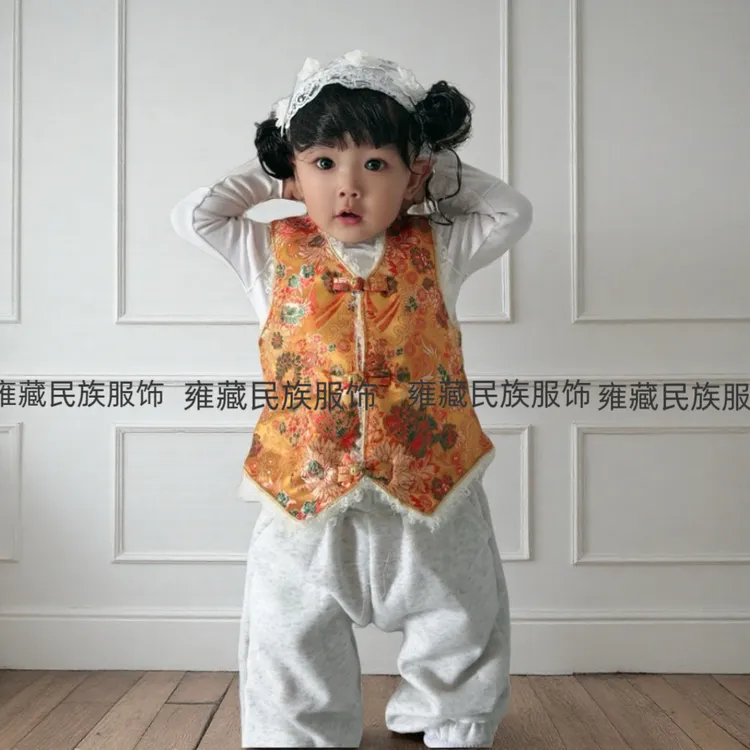 【儿童马甲】男女小孩藏族服装藏装加绒保暖防寒外套民族棉袄马夹