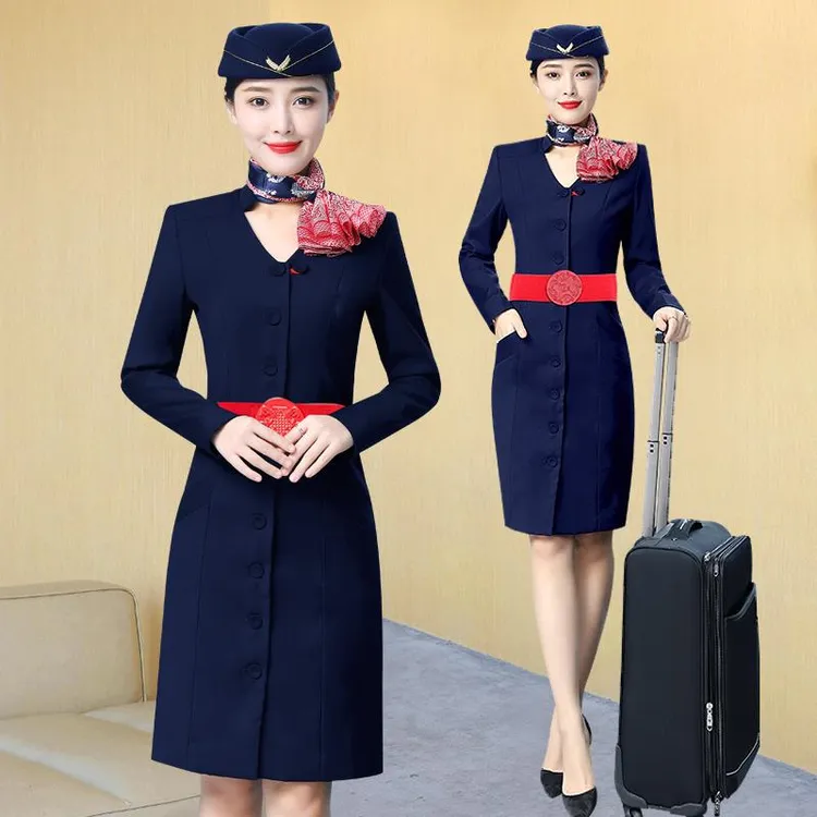 空姐制服空乘面试职业装高端连衣裙时尚气质前台工作服女套装