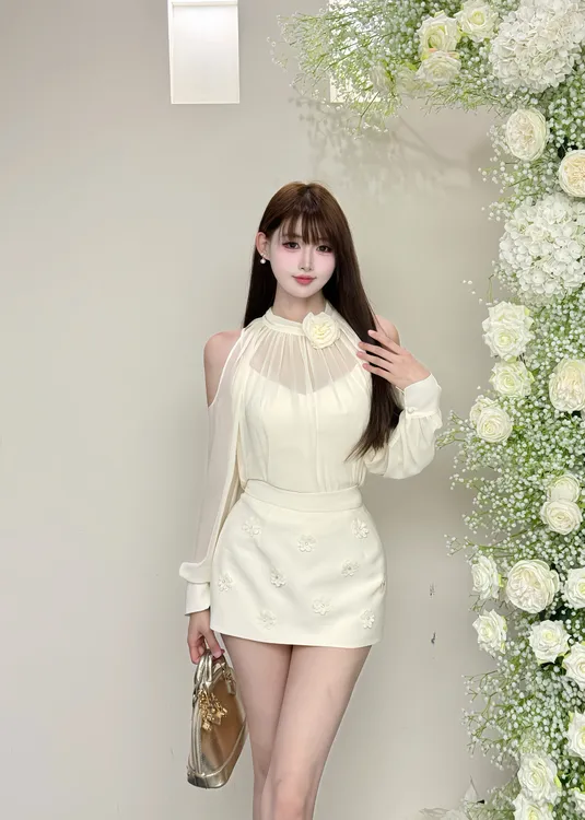 【精选优品】新款纯欲风挂脖法式收腰短裙女装套装25434+25434-1
