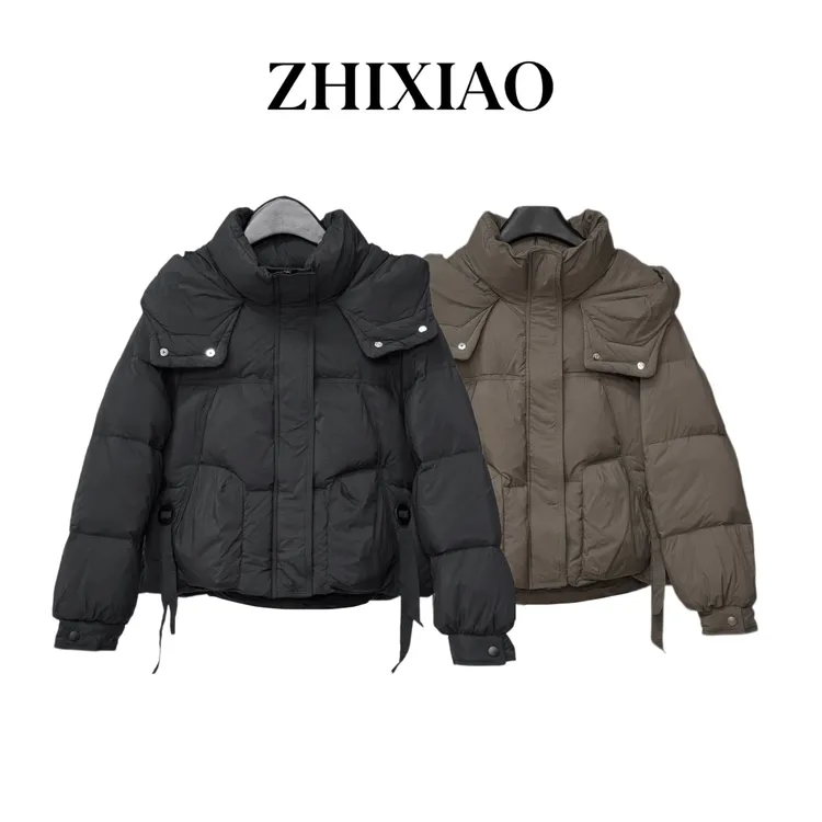 【ZHIXIAO】秋冬新款：口袋绳带帽羽绒服8308