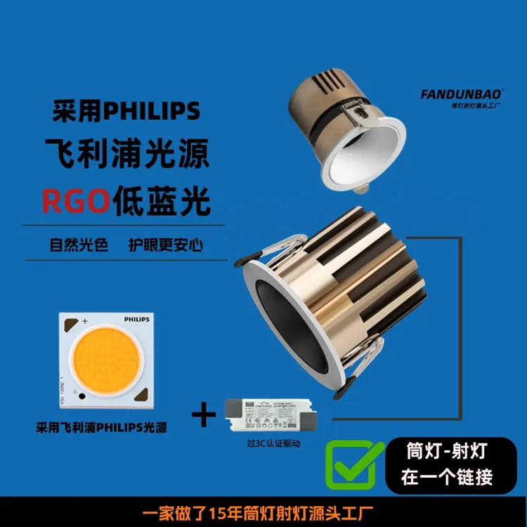 别墅级防眩射灯家用嵌入式客厅全光谱光源射灯防射灯中山小山丘