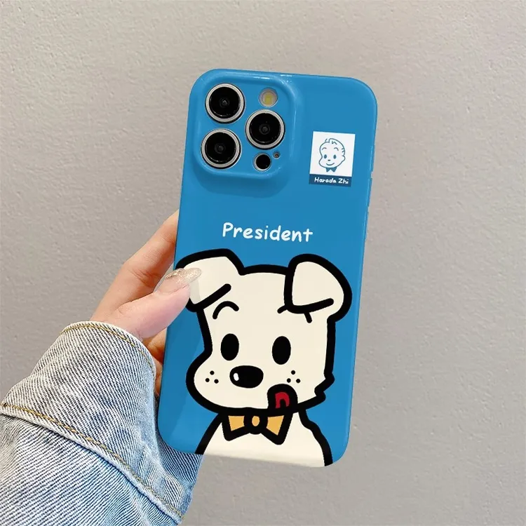 菲林软壳防摔蓝底小狗适用苹果16华为reno13小米15vivox200 1加