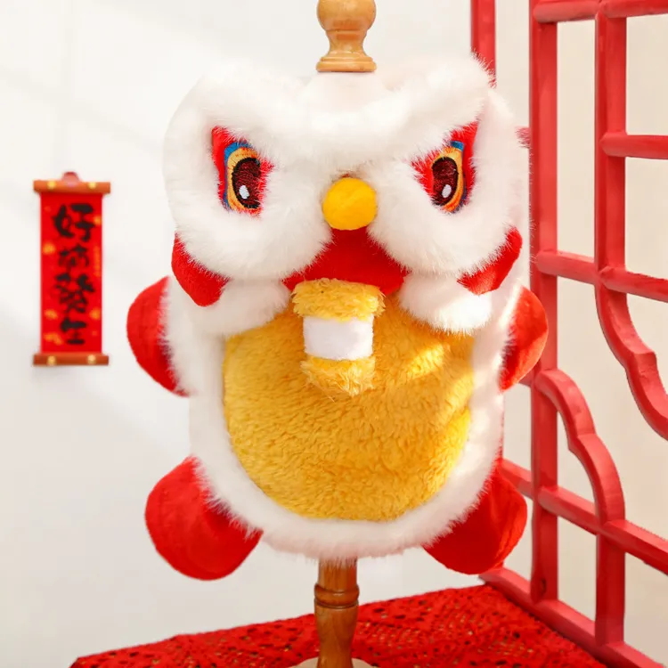 新年宠物舞狮变身装刺绣狗狗猫咪过年衣服秋冬用品比熊泰迪犬可爱