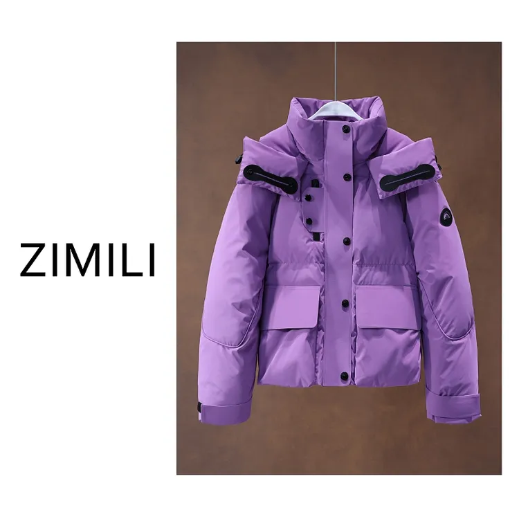 【亮哥欧货女装】冬季轻户外运动青莲紫90绒高蓬松加厚羽绒服26961