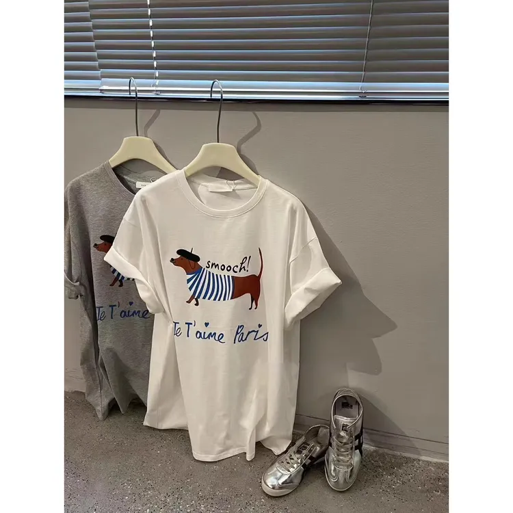 韩国东大门2025夏季新款宽松百搭减龄卡通印花圆领短袖T恤女上衣