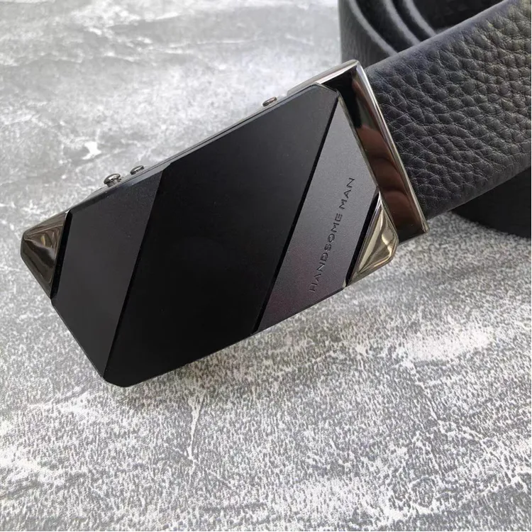 061男商务真皮带扣时尚百搭荔枝纹腰带经典休闲黑色裤腰带皮带