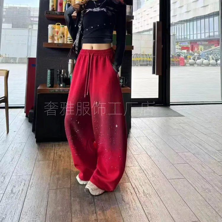 （带钻332511）休闲设计显瘦休闲阔腿裤时尚新颖百搭长裤
