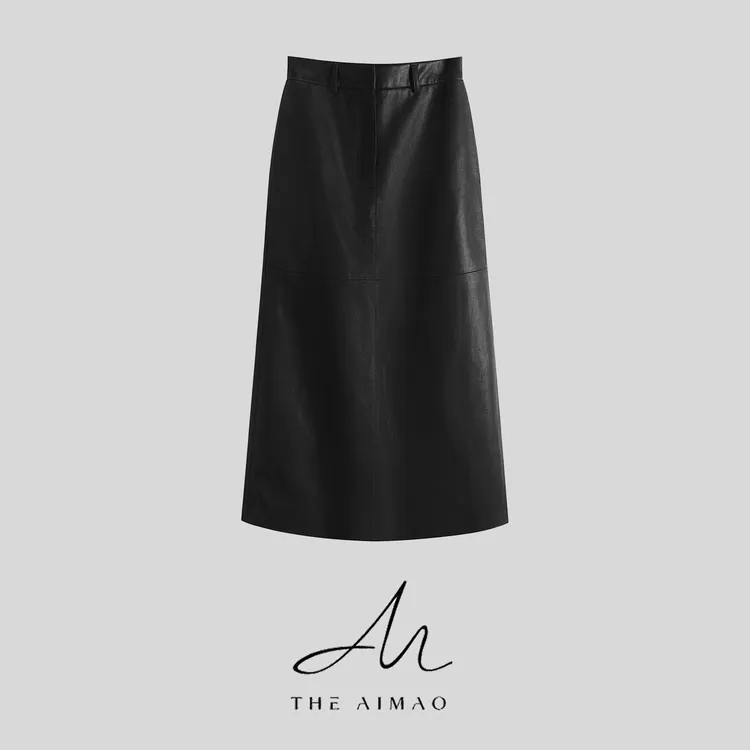 【THE AIMAO】"简构主义“蛋白皮环保哑光立体分割显瘦半裙XYX82837