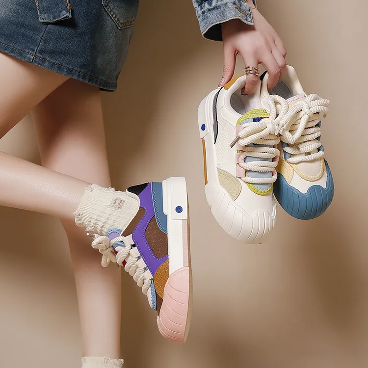 厚底增高潮鞋温柔风网红爆款运动鞋配裙子休闲百搭圆头防滑踩屎感