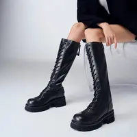 【千颂妮专享】星期六英伦风骑士靴冬显瘦长筒马丁靴女SS34117093