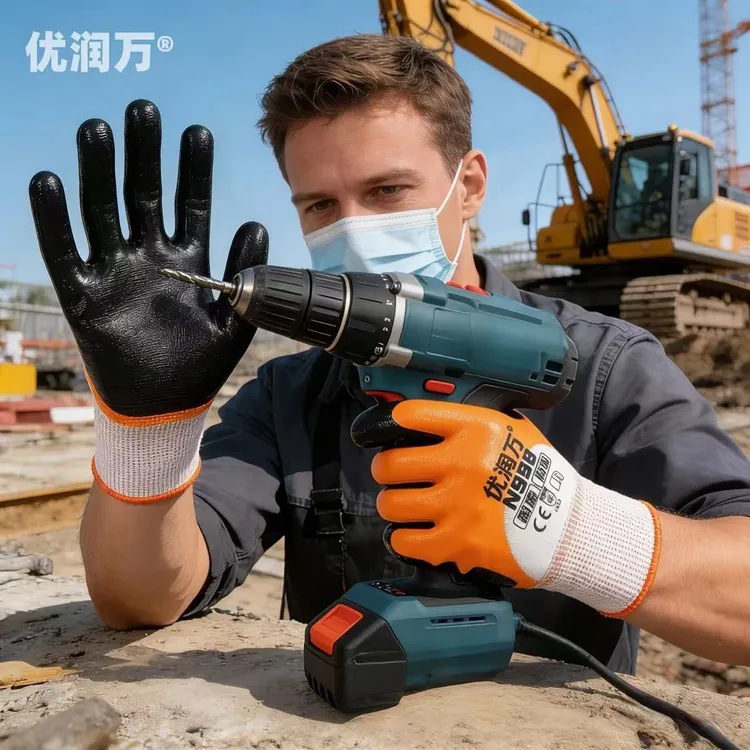 优润万N998手套耐磨防滑丁腈手套透气防护劳保工作手套防水防刺