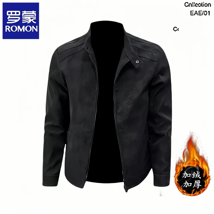 罗蒙男士新款高级感外套秋冬季帅气商务休闲机车服工装夹克百搭潮