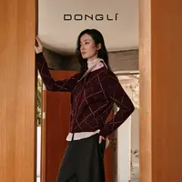 东黎 混纺 我不被驯化-韵格华衫 流光风女菱格短款小香风开衫5312