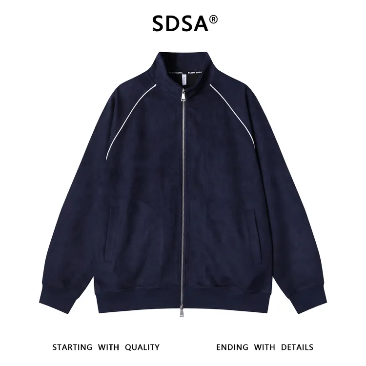 SDSA男士秋冬新款痞帅男装潮牌拉条绒面拉链立领卫衣百搭时尚上衣
