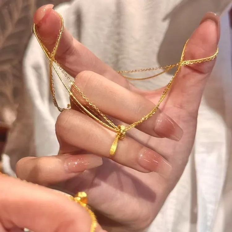 柯柒 钛钢项链 金色双层水滴项链小众时尚百搭高级精致设计锁骨链