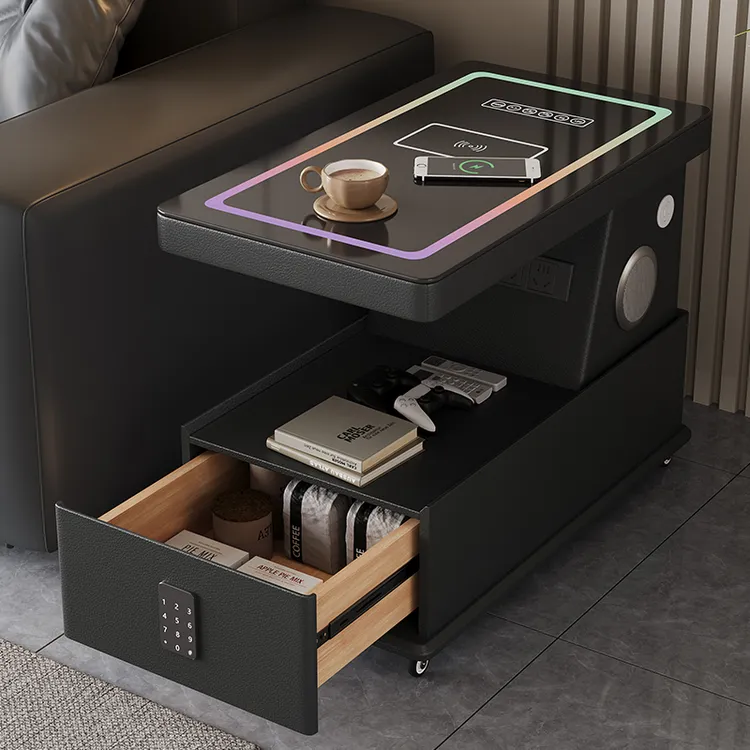 可移动茶几智能带充沙发边柜轻奢客厅意式极简新款沙发边几推车