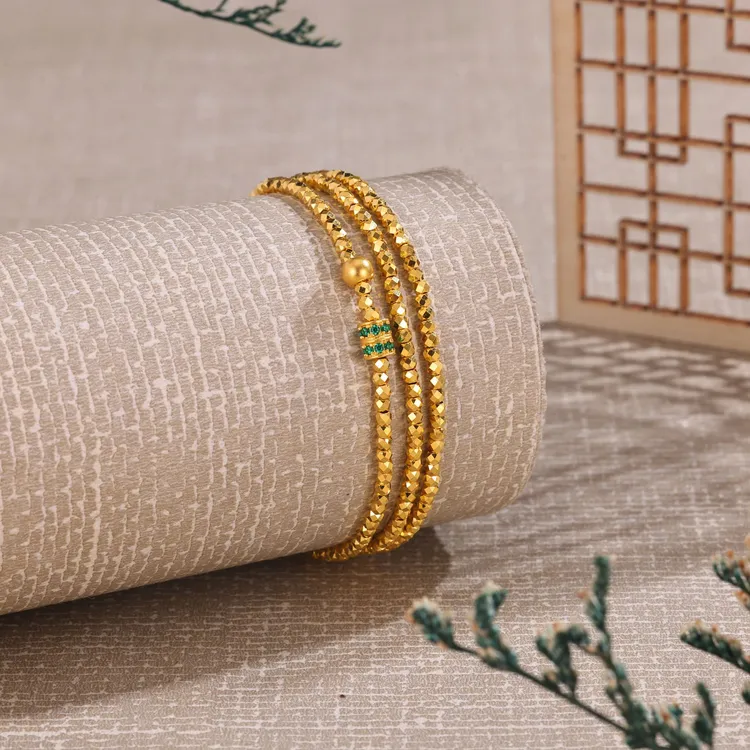 12期免息【中国黄金】足金蹦迪碎金子手串转运珠轻奢叠戴百搭