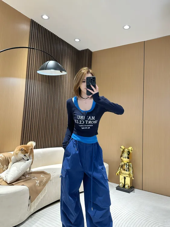 DA8101-1 吊带背心+长袖上衣 秋季时尚两件套休闲风女纯欲风显瘦