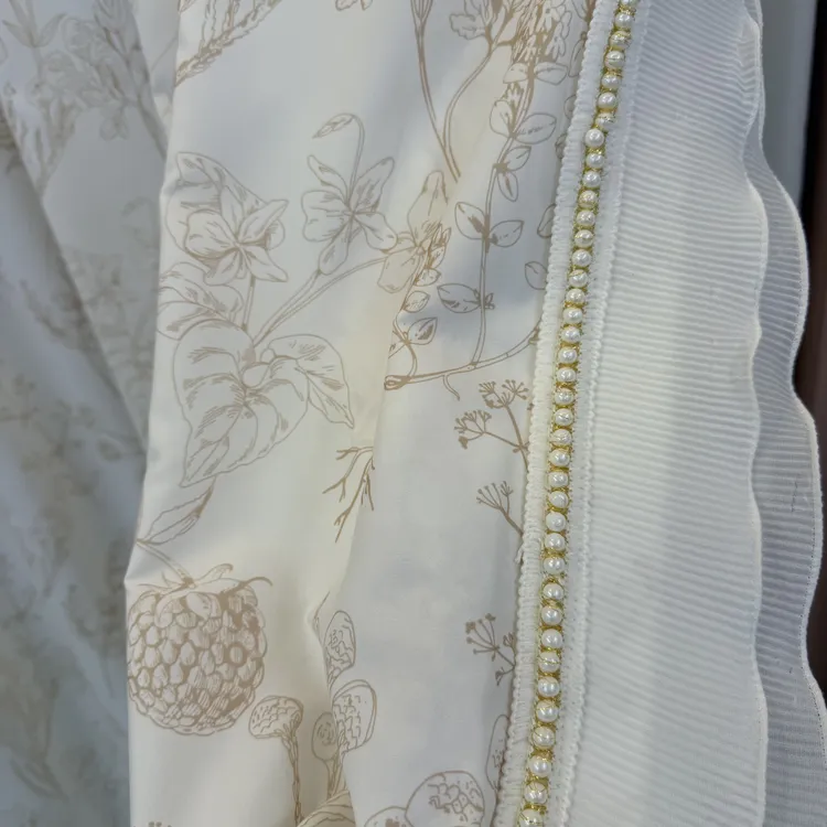 浪漫法式窗帘松果印花半遮光客厅卧室窗纱透光不透人纱帘高端纱帘