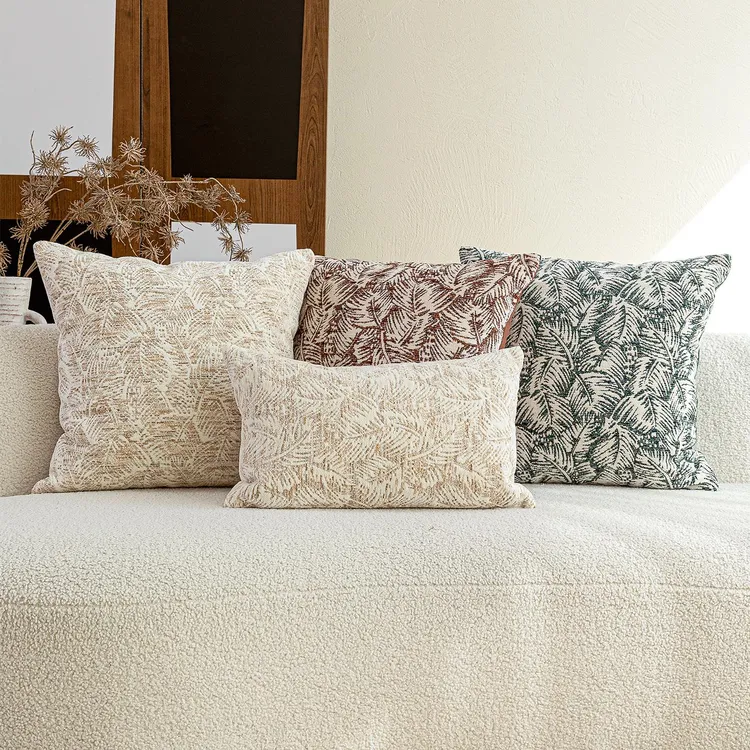 芭蕉叶法式南洋风沙发抱枕高端雪尼尔提花靠枕中古风客厅软装靠垫