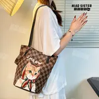 MIAO轻奢小橘棕猫可爱油画猫咪彩色斜挎包流行帆布袋百搭帆布包包