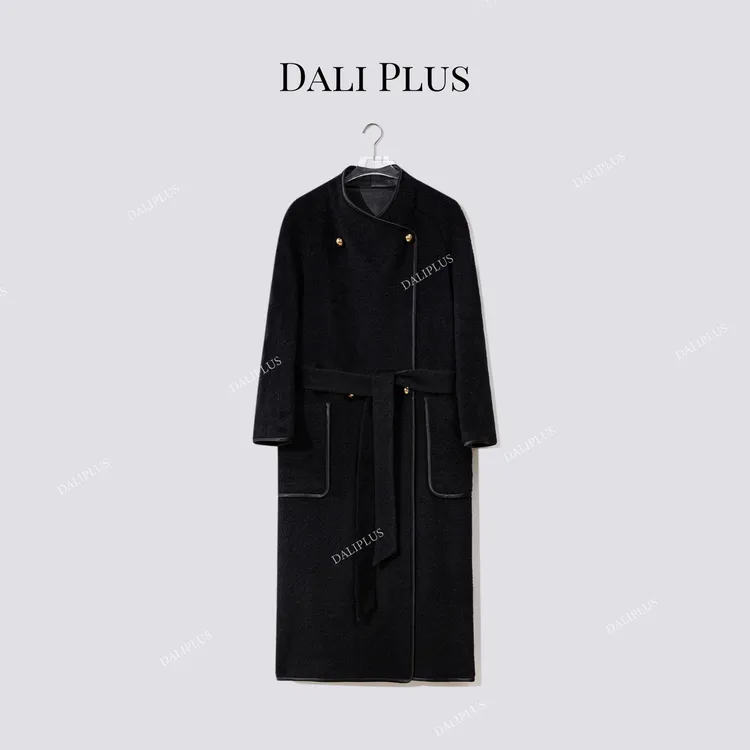 DALI PLUS“凛冬”重磅50苏力羊驼毛立领双排扣大气呢大衣-D5CH4614