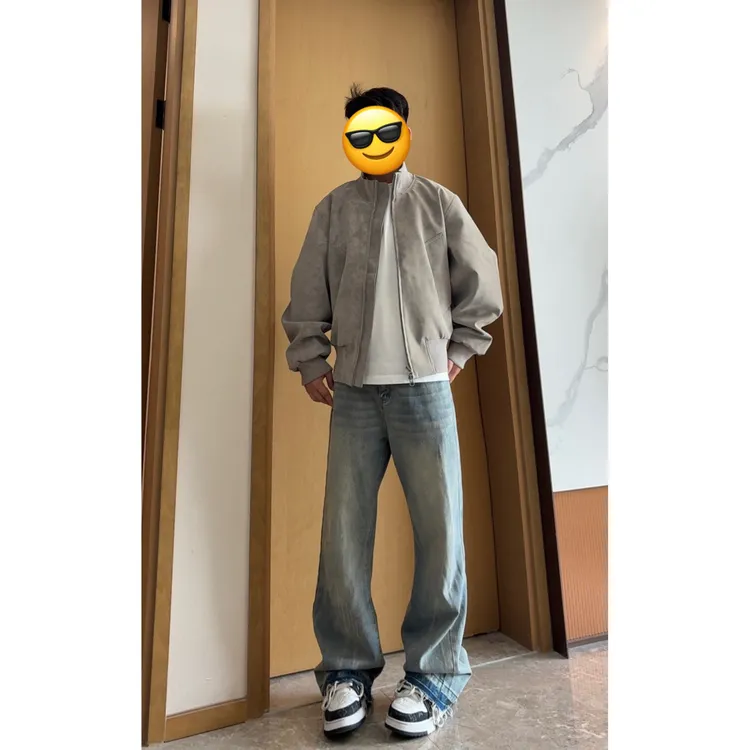美式立领短款飞行夹克男款秋季高级感cleanfit扎染皮衣外套棒球服