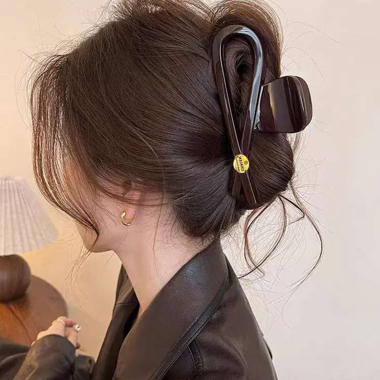 韩式设计金标2025新款头发抓夹大号夏款高级鲨鱼夹后脑勺发夹夹子