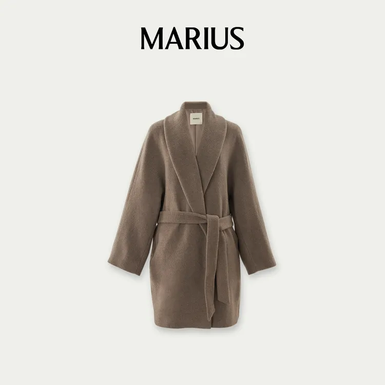 MARIUS”浴袍大衣“宽松大翻领微茧型浴袍式大衣国产版