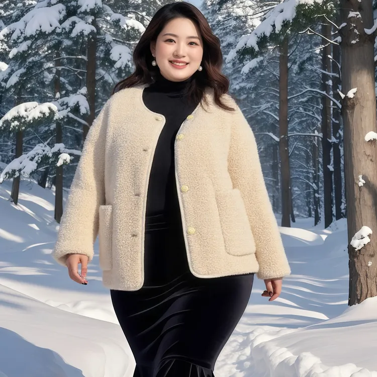 别格秀海宁皮草女款爆款2025新款大码女装羊毛小香风外套鹅绒冬季