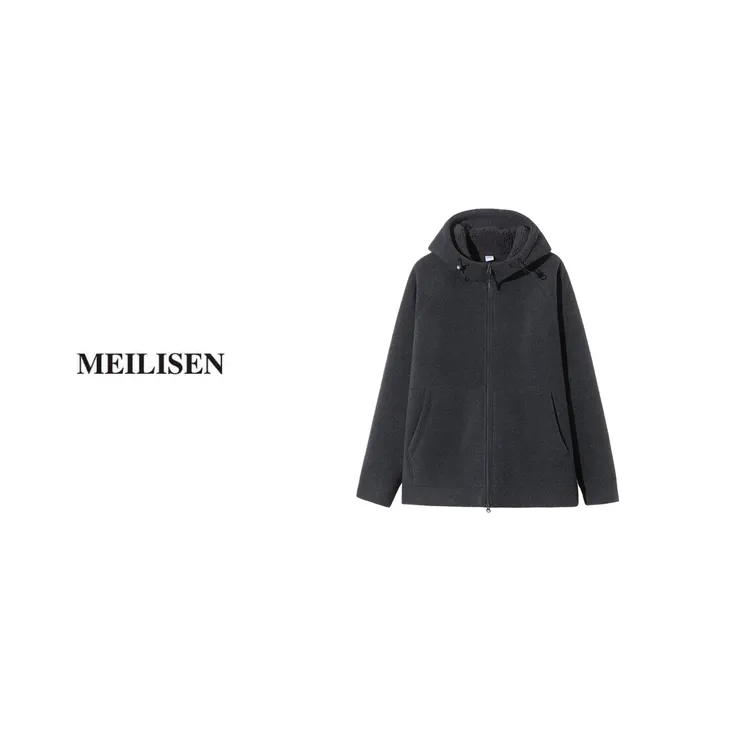 秋冬新款连帽加绒加厚百搭宽松ins风简约摇粒绒男保暖厚外套2577