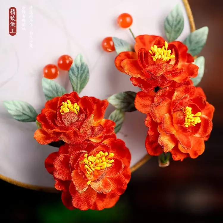 【梦长安】HF2303古风绒花发夹缠花边夹唐风宫廷贵妃发饰