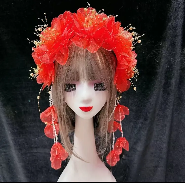 新款大秧歌广场舞表演演出五朵大花款发卡