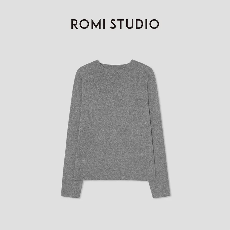 ROMI STUDIO“基础优雅” 甄选棉混纺肤感圆领长袖T恤 RW24WSD0368