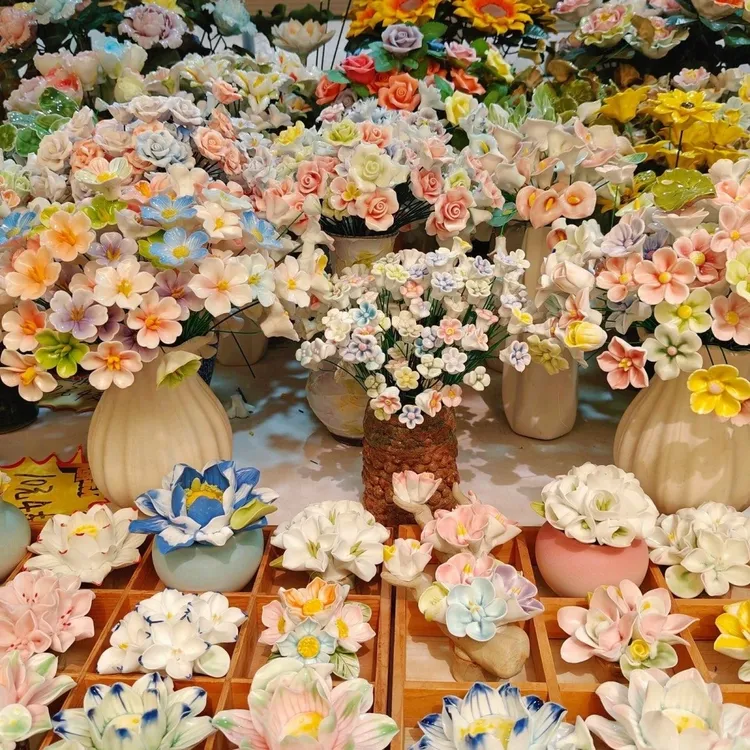 景德镇瓷花高温手工陶瓷花永生花学生礼物办公室摆件陶瓷花朵批发